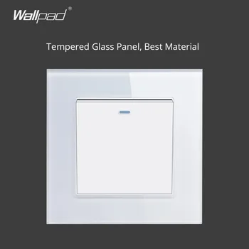 Wallpad Crystal Biele Tvrdené Sklo Panel 16A EÚ 110V-240V Dvojité EÚ Sieťovej Zásuvky 172*86MM Veľkosť
