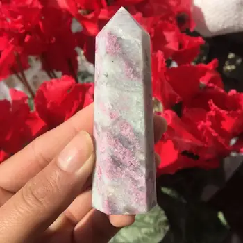 Krásne prírodné ružový turmalín crystal škvrny prírodný krištáľ reiki liečenia 70-80