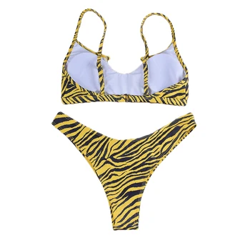 Najnovšie Príchodu Sexy Ženy, Push up Bikini Set Polstrovaná Prekladané Obväz Zatvorené Plavky, Plavky Tiger Tlač Pláž, Kúpanie Vyhovuje