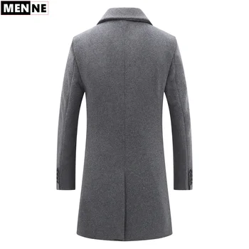 MENNE mens bunda Strednej dĺžky Non-iron liečba pánske zimné bundy Business bežné zahustiť teplé vlnené kabát