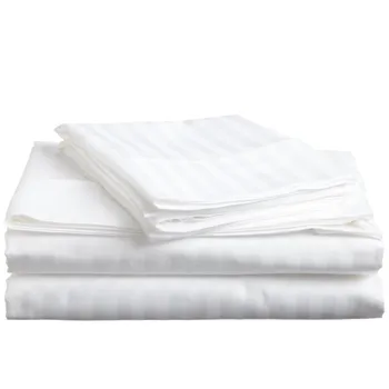 160x200cm Bavlnená posteľná bielizeň nastaviť Saténové Pásy Luxusný Biely Hotel posteľná bielizeň Perinu&Vybavené list&obliečka na Vankúš