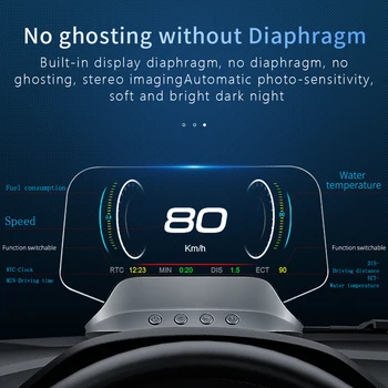 C3 Navigáciu Zrkadlo HUD OBD2+GPS Duálny Režim OBD2 Head Up Display GPS HUD Digitálne MPH KMH Rýchlomer Voda a Olej Temp ot. / MIN Napätie