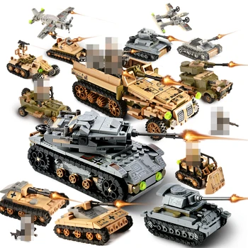 1061PCS Nádrž Stavebné Bloky, Hračky Mini údaje Vozidla, Lietadla Chlapec Vzdelávací Blok Vojenské Kompatibilné LegoINGlys Tehly