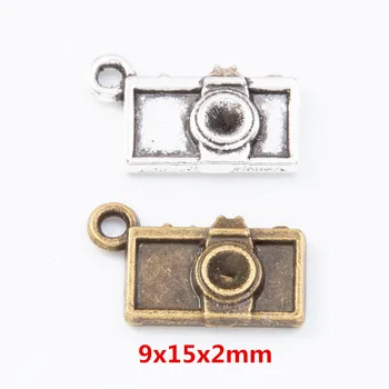 60 ks retro kovové zliatiny zinku fotoaparát prívesok pre DIY handmade šperkov náhrdelník, takže 7727