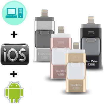OTG USB Flash Disk Pre iPhone X/8/7/7 Plus/6/6/5/SE ipad Kovové kl ' úč HD Memory Stick 8G 16 G 32 G 64 G 128G Ovládača Flash 3.0