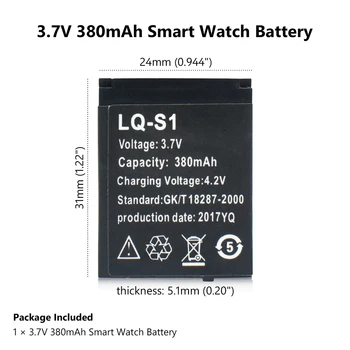 3,7 V 380MAH Batérie Pre LQ-S1 AB-S1 LQ-A1 JHCY-S1 LQ-A1 Smart Hodiniek Výmena Batérie Smartphone, GPS +sledovacie číslo