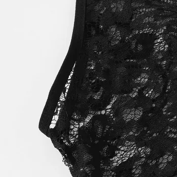Čierna Čipka Sexy lingerie Set Hot Ženy Sleepwear V Krku bez Rukávov Čipky Venuša Bralette A Pantie Intímne spodná Bielizeň