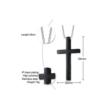 Kríž Náhrdelník pre Mužov, Chlapcov Filipanom 4:13 Cross Prívesok Silu Verš z Biblie Nehrdzavejúcej Šperky Čierna