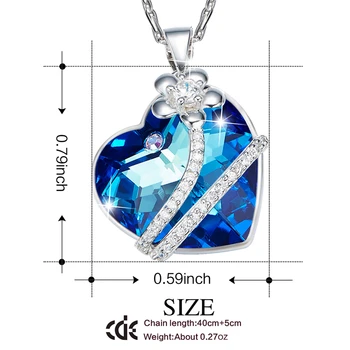Cdyle Jemné Šperky Modré Crystal od Swarovski Prívesok Srdce Náhrdelník s CZ Kvet Ženy Milujú Darčeky Collier ras du cou
