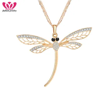 Lietanie Dragonfly Prívesky, Náhrdelníky pre Ženy, strieborno Čierna Vrstvený Reťaze Dlhé Náhrdelníky Európskej Módne Šperky Darček 2020