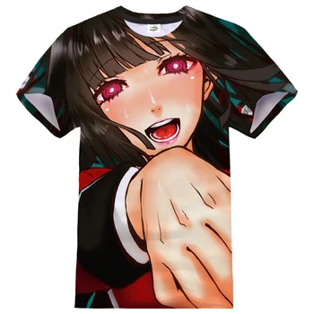 Kakegurui 3D Tlač T-shirt Anime Kawaii Dievča Cosplay Streetwear Muži Ženy O-Krku Bežné Tričko Poker Hip Hop tričká Topy Unisex