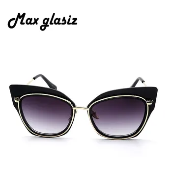 Maxglasiz Ženy Veľkými Vintage Pruhy Dizajnér Slnečné Okuliare Pre Dámy Nové Módne Cat-Eye slnečné Okuliare Retro Značka UV400 Gafas