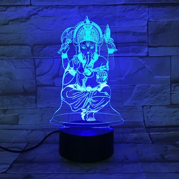 Buddha 7 Farieb Zmena 3D Farebné Nočné Svetlo Stereoskopické Vizuálnej Ilúzie Lampa USB 3AA Batérie LED Lampa Dekor Dar Svetla