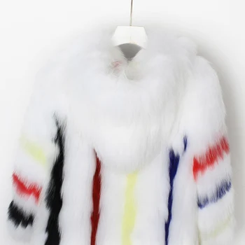 Zimné Ženy, skutočné fox kabát Prírodné fox Kožušiny lady prekladané biela líška srsť srsť Pletené vetrovka patchwork módne kórejského