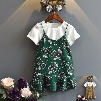 Detské Oblečenie-Krátke rukávy Dievčatá Šifón Šaty, detské šaty Dievča Šaty 3-7 Rokov