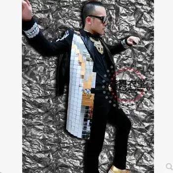 M-5XL!!!Muž spevák klub hostí s peniazmi budúcnosti vietor zrkadlo ťažké manuálne palác dlhý oblek fáze kostýmy