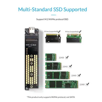 ORICO M. 2 NVME SSD Krytu 10Gbps Podporu UASP Protokol USB3.1 Gen2 Typ-C Mini SSD Prípade Typu C C Kábel Smart Spánku