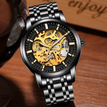 Lige Mužov kostra zlaté hodinky Top Značky LIGE Luxusné Automatické Mechanické Hodinky Muži Móda Business Nepremokavé Športové Hodinky NOVÉ