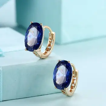INALIS Ženy Earings Módne Šperky 2020 Oválne Fialové Modré Luxusné 5A Kubický Zirkón Klip Náušnice Dievča Romantický Darček Vysoká Kvalita