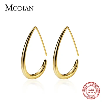 Modian Hot Zlatá Farba Geometrické Oválne Drop Náušnice pre Ženy Móda Rýdzeho Striebra 925 Háčik Náušnice Jemné Šperky 2020 Dizajn
