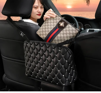 Bling Crystal autosedačky Skladovanie Organizátor taška Ženy kabelke peňaženku, Kľúče Vrecká Držiak na Uloženie Upratovanie, Auto interiérové doplnky