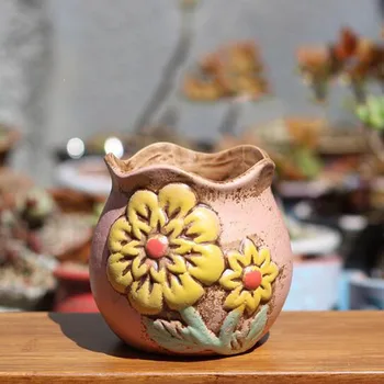 Keramický Kvetináč Ručne Maľované Sukulentných Rastlín Hrniec Hrubej Keramiky Kvetinový Vzor Váza Garden Bonsai Hrnce