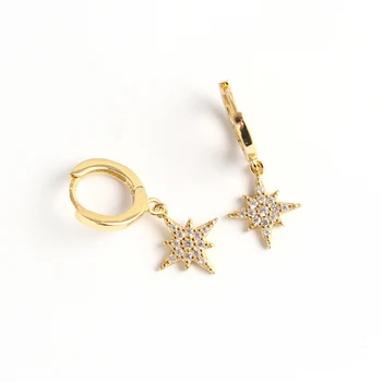 F. I. N. S Stohovateľné Osemhranné Star Strieborné Náušnice 925 Sterling Silver Zirkón Ucho, Kosti Malých Obruče Náušnice Pre Ženy, Jemné Šperky