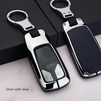 Zliatiny Kožené auto Kľúč, Kryt Držiaka Prípade Pre Nové Audi Q7, TT A4 B9 A7 TDI Quattro TTS Sline Smart Key Chrániť