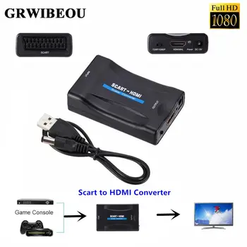Grwibeou 1080P Scart HDMI Konvertor Audio Video Adaptér Pre HDTV Sky Box STB Pre Smartphone HD TELEVÍZOR DVD Najnovšie Scart HDMI