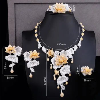 GODKI Luxusné Divov Víla 4PCS Afriky Dlho Šperky Set Pre Ženy, Svadobné Kubický Zirkón Nigéria Dubaj Zlaté šperky Nastaviť 2019