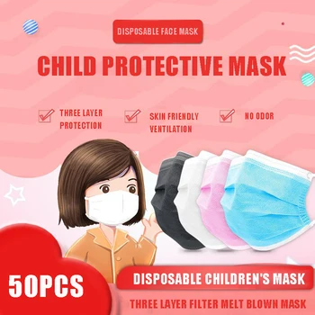 50pcs detí masku, disposable non-tkané taveniny fúkané maska detská maska, 3-vrstvový maska proti prachu white blue pink maska