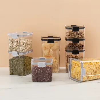 Utesnené nádrže úložný box priehľadný plast domácnosť, kuchyňa, občerstvenie koreniny, orechy potravinárske obilie úložný box