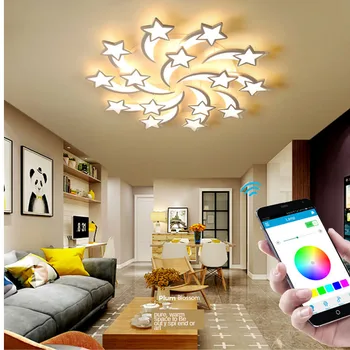Nové, moderné LED luster hviezdy obývacia izba osvetlenie podporuje diaľkové ovládanie APLIKÁCIE spálňa LED stropné svietidlo továreň na priamy predaj