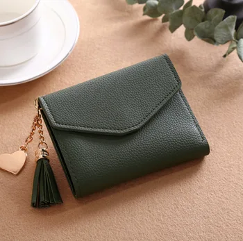 2020 náprsné tašky a peňaženky, dámske krátke kórejský štýl peňaženky lemovaný prívesok liči peňaženky multi-card pozíciu mince kabelku