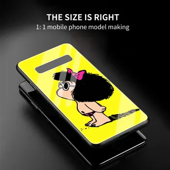 Sklo puzdro pre Samsung Galaxy S20 FE S21 S10 S9 S8 Plus S10e Kryt Telefónu Poznámka 10 Lite 20 Ultra 9 Shell Roztomilý Mafalda Cartoon Capa