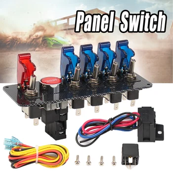 12V Závodné Auto, Zapaľovanie Prepínač + 4 Blue & 1 Červená LED Tlačidlo Prepnúť Panel 5 Prepínač Tlačidlo S 4Screws