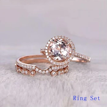 QYI Lesklé SONA Kameň Zásnubné Prstene 10k Rose Zlaté Prstene Pre Ženy Šperky Výročie Darček