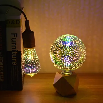 Kreatívne 3D LED Nočné svetlo E27 110V 220V LED 3D Fireworks Žiarovky Sviatok Vianočný Vintage Domáce Dekorácie lampa A60 G80 G95