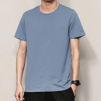 2020 Nové pánske Letné Krátke Sleeve T shirt Muž jednofarebné Bavlnené Tričko Slim Fit Príležitostné O-Krku Základné Topy Tričko M-4XL