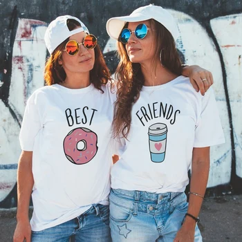 BFF Žena T-shirt Najlepšími Priateľmi T Shirt Harajuku Kawaii Paired T-košele Biele Tričko Nový Príchod 2019 Tumblr Tričko Streetwear