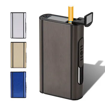 USB Nabíjanie Elektrických Ľahšie Male mini-aplikácie Automatická Cigareta Prípade Hliníkovej Zliatiny Dymu Boxy Metal Box Vyhadzovanie Držiteľ