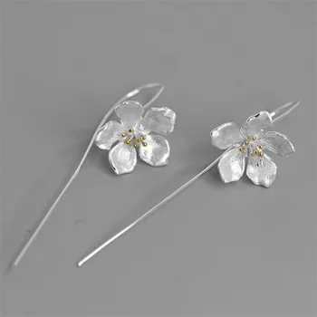 INATURE 925 Sterling Silver Módne Šperky Roztomilý Peach Blossom Kvet, Kvapka Náušnice pre Ženy