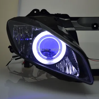 Montované Vlastný Motocykel Projektor Konverzia Svetlometu HID Biely Anjel& Blue Demon Eyes vhodné Na Yamaha YZF-R6 08-15
