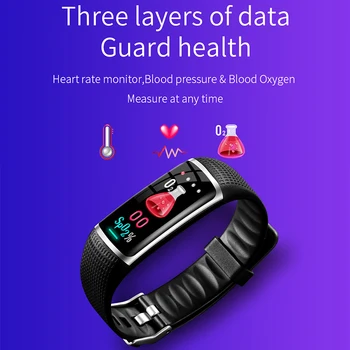 SKMEI B32 Fit ruský jazyk, Bluetooth Smart Hodinky Vodotesný IP67 Krvný Tlak Krokomer Heart Rate Monitor Farebný Displej