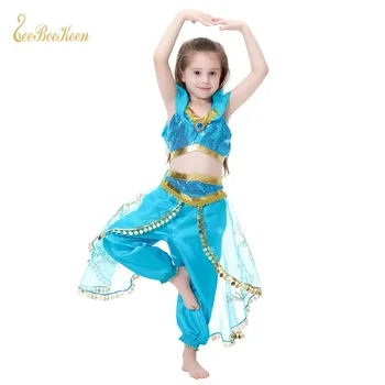 2019 Nové Jasmine Aladdin je Cosplay Kostým detský Set detské Šaty Dievčatá Jasmine Princezná Šaty Fáze výkonu zobraziť