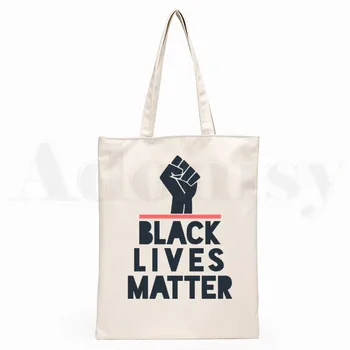 Občianske Práva Black Žije Ohľadu Na To, Estetické Grafické Lumbálna Karikatúra Tlače Nákupné Tašky Dievčatá Módne Bežné Pacakge Ruky Tašku