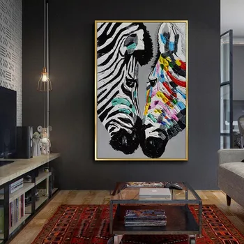 Móda Moderné Abstraktné Zvieratá Vytlačené Zebra, Plagát, olejomaľba Na Plátne Obraz na Stenu Umenia pre Obývacia Izba Domova