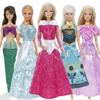 5 Ks / Veľa Rozprávky Šaty Cosplay Princezná Šaty Sukne, Šaty pre Bábiku Barbie Príslušenstvo, Baby, Deti Vianočné Hračky