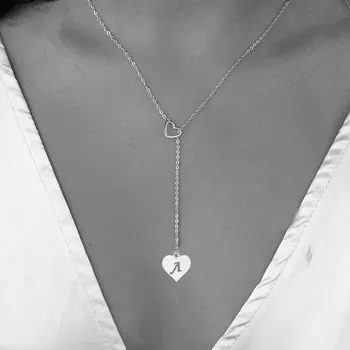 Meď v Tvare Srdca Y Náhrdelník s 26 Počiatočné Písmená Abecedy náhrdelník pre Ženy šperky darček