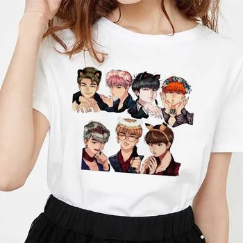 Kórejský Štýl Bangtan Chlapci Kreslený Obrázok Tričko Žena T-shirt Ulzzang Harajuku JIN SUGA J DÚFAM, že JIMIN V JUNGKOOK T Shirt Ženy